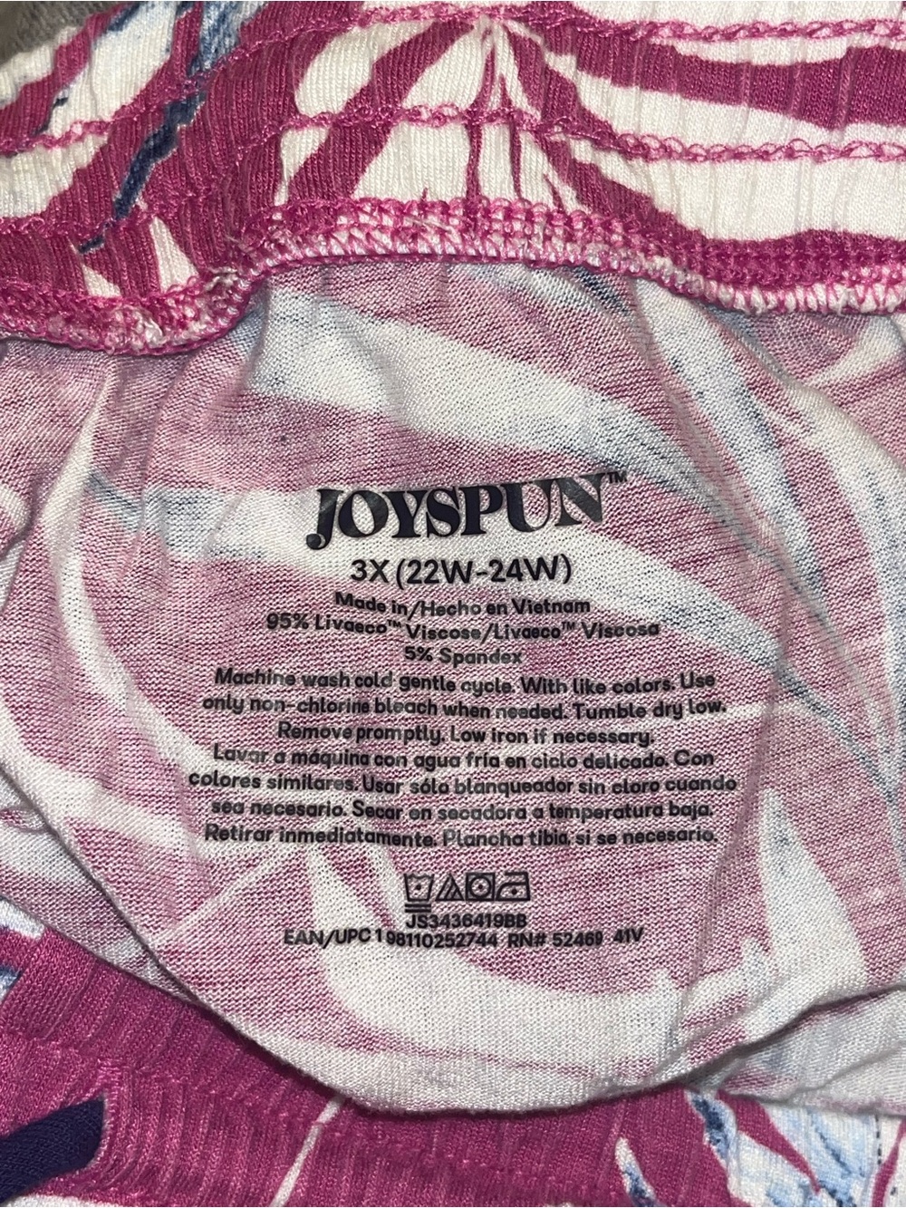 3X Fuchsia Tropical Print Pajama Shorts - Picture 6 of 6